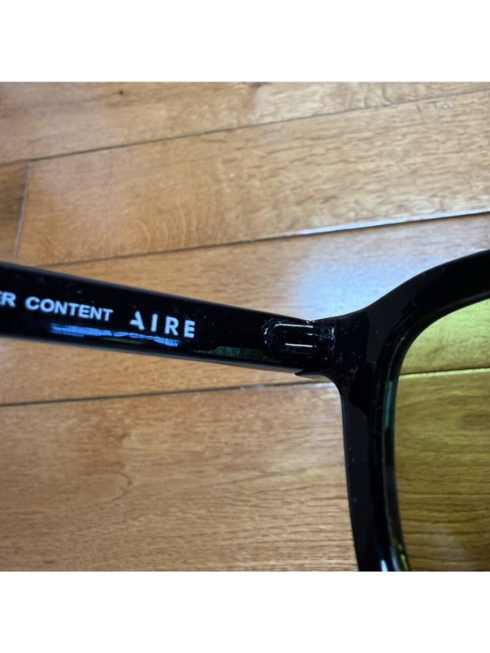 AIRE Black Rectangle Sunglasses Green Lens Retro Unisex Classic Trendy UV - Picture 8 of 9